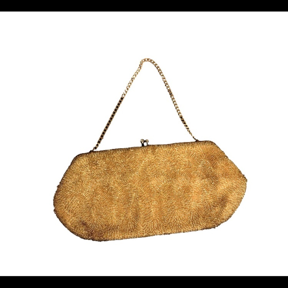 Vintage Richere Beaded Gold Clutch Evening Bag